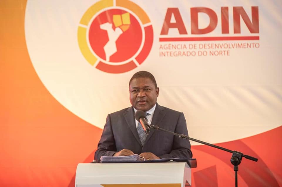 Presidente da República, Filipe Nyusi, na cerimónia de lançamento oficial da ADIN