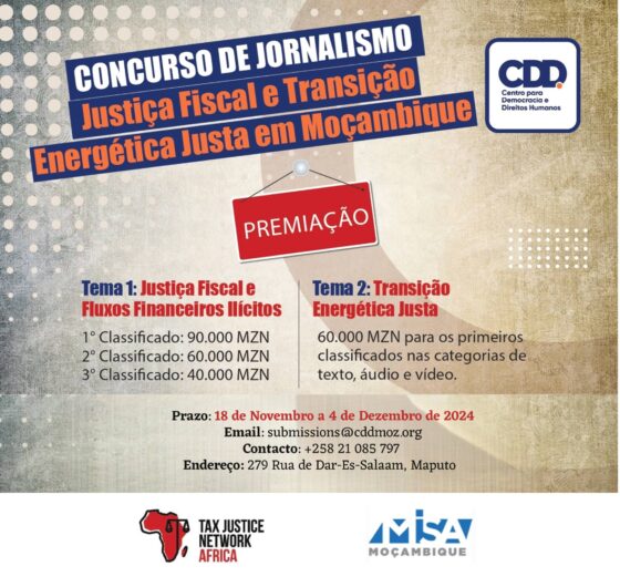 CONCURSO DE JORNALISMO: Justiça Fiscal e Transição Energética Justa em Moçambique